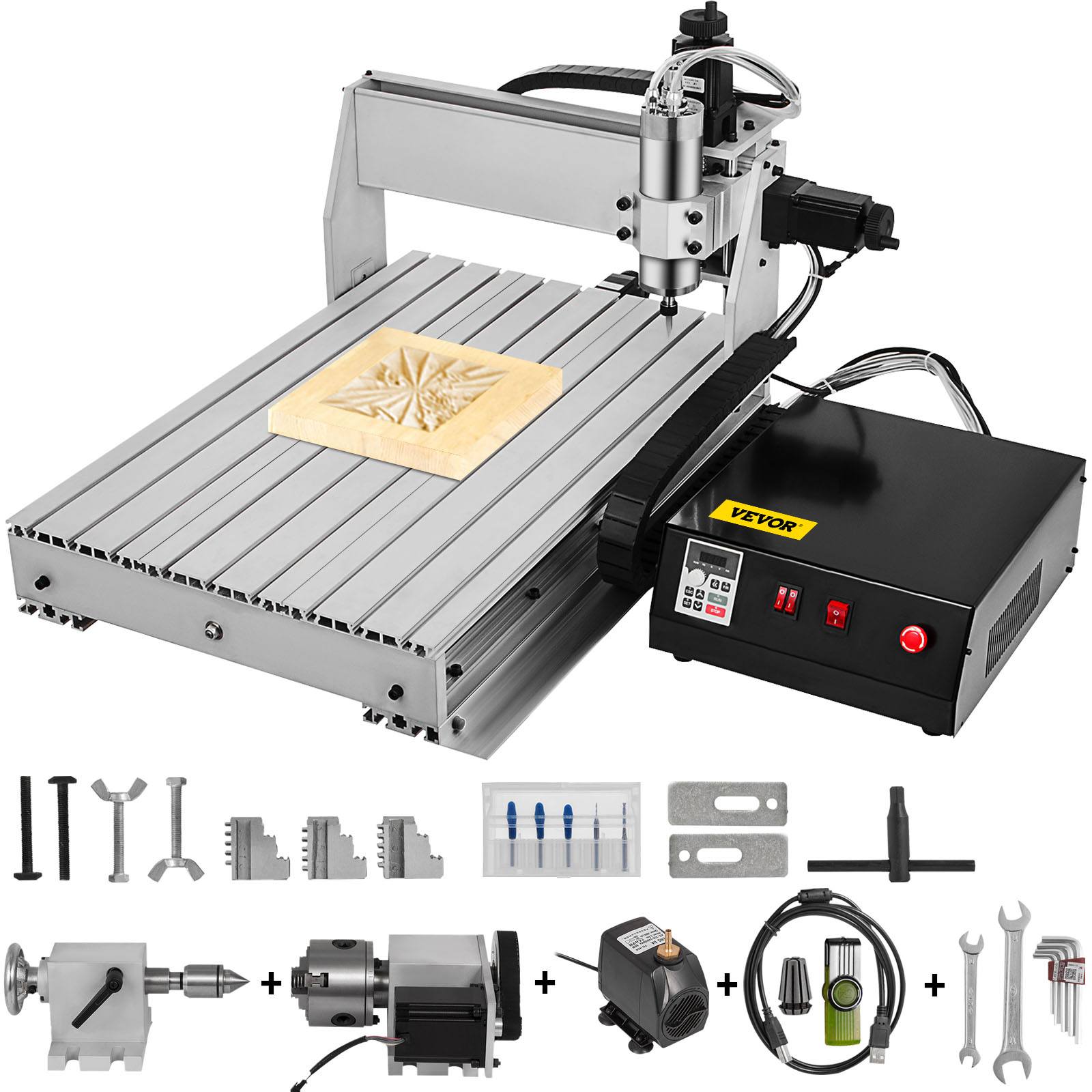 VEVOR CNC Router 6040 4 Axis CNC Router Machine 600x400mm CNC