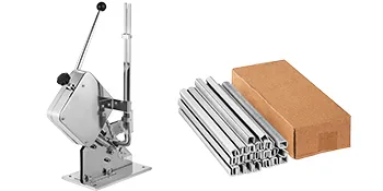 VEVOR sausage clipper machine with stainless steel parts and a cardboard box.