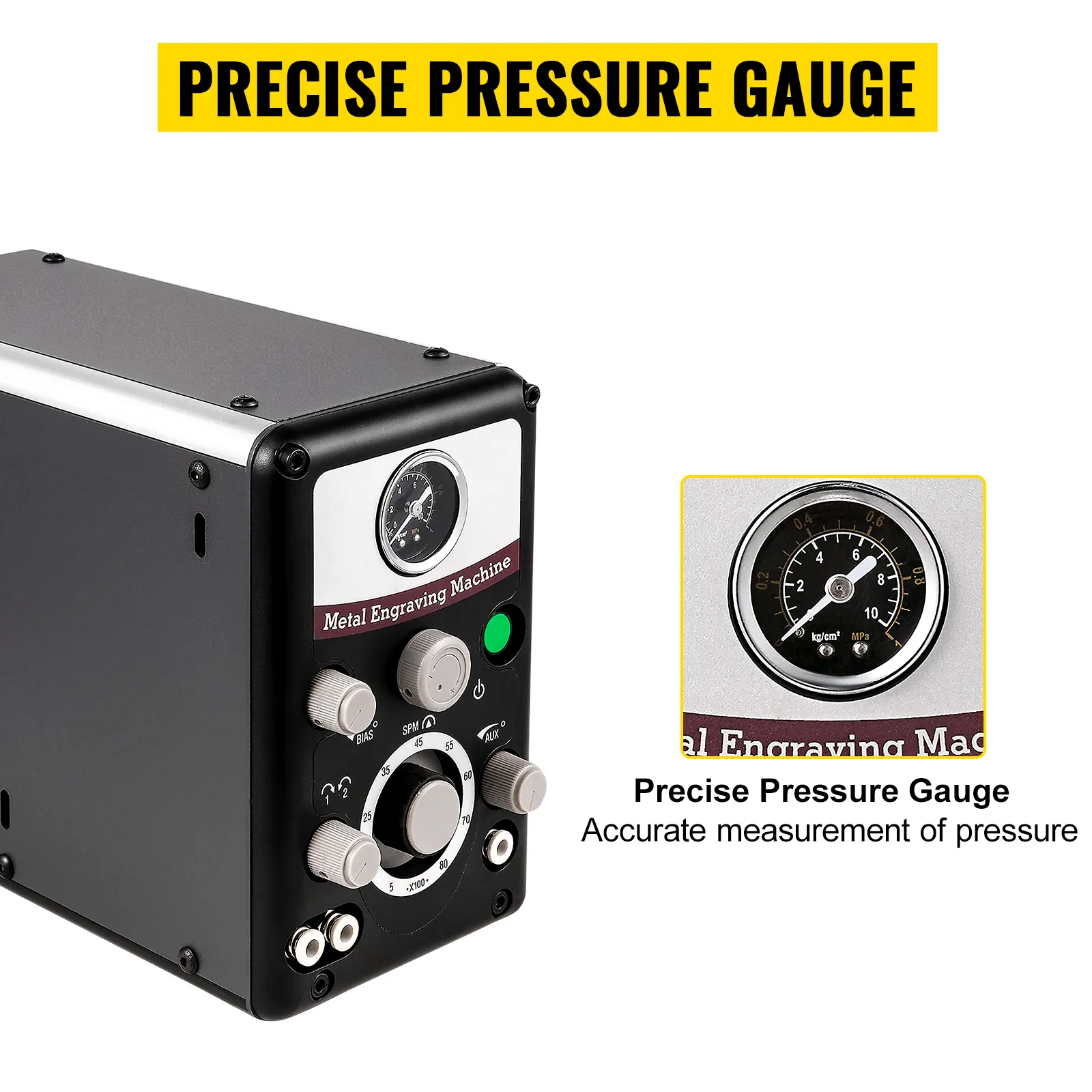 Grabador de joyas neumático VEVOR con manómetro preciso y perilla de precisión.