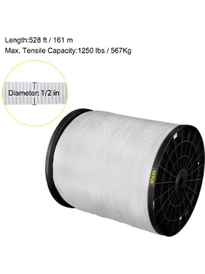 Cinta de tracción de poliéster VEVOR, 160 m de largo, 1,27 cm de diámetro, capacidad de tracción de 575 kg