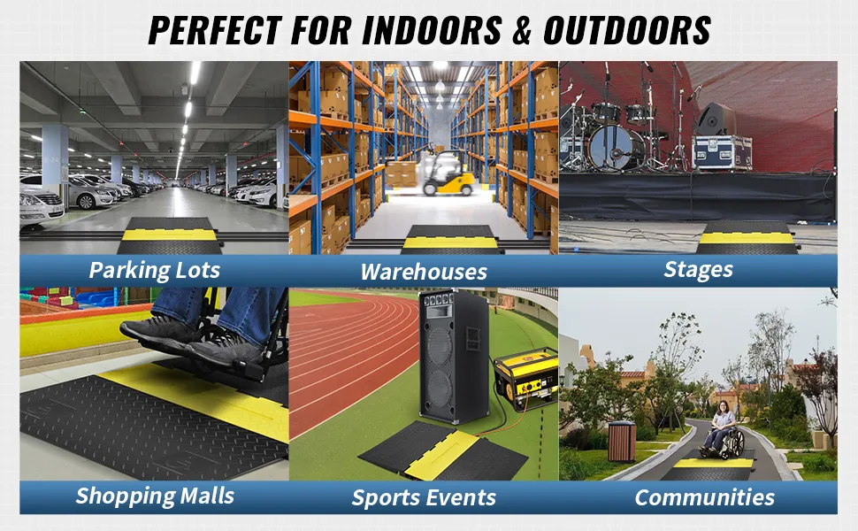 VEVOR cable protector ramp for parking lots, warehouses, stages, shopping malls, sports events, communities.