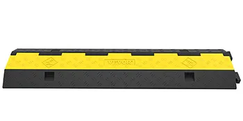 yellow and black VEVOR cable protector ramp with textured surface and interlocking design.
