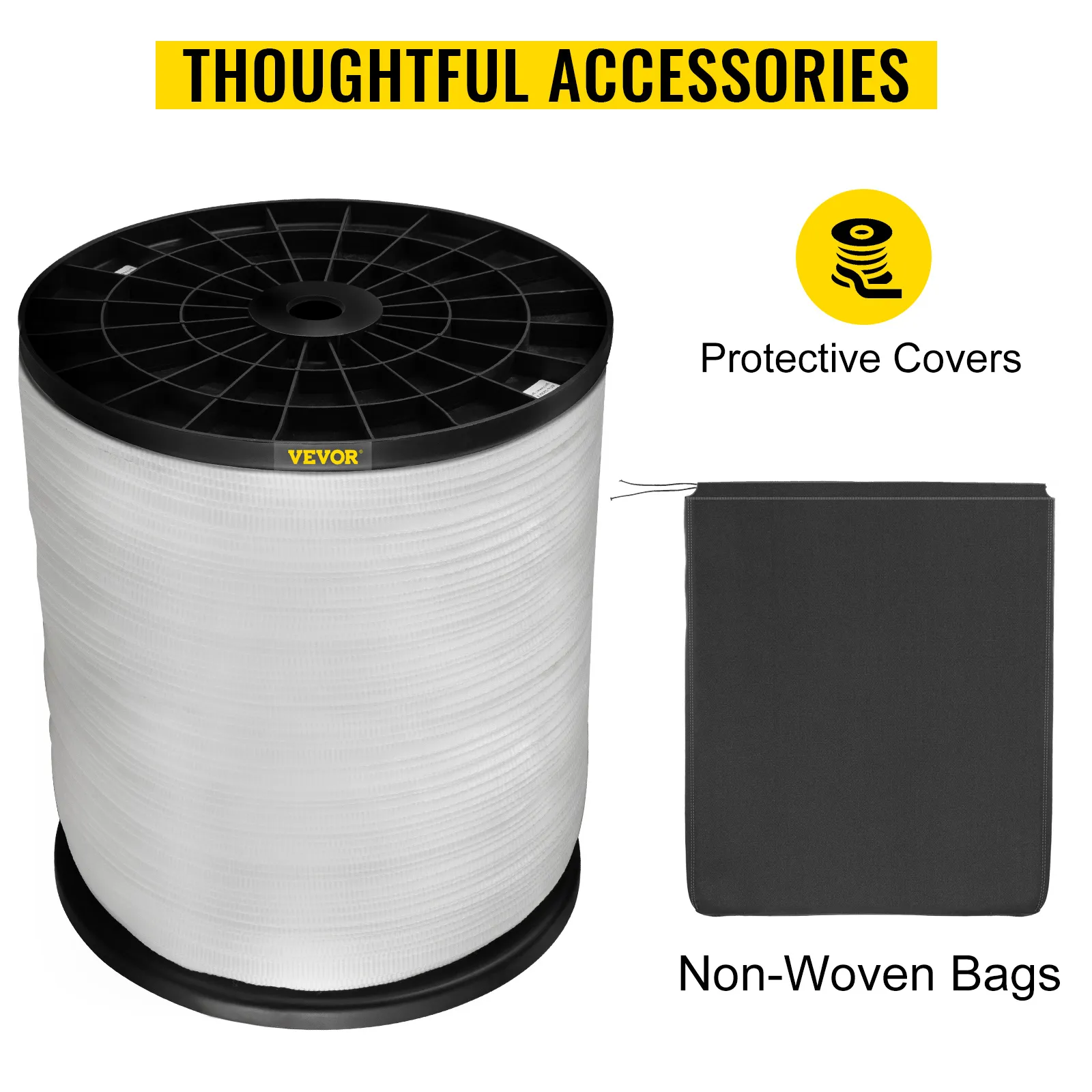 VEVOR polyester pull tape with protective covers and non-woven bags.
