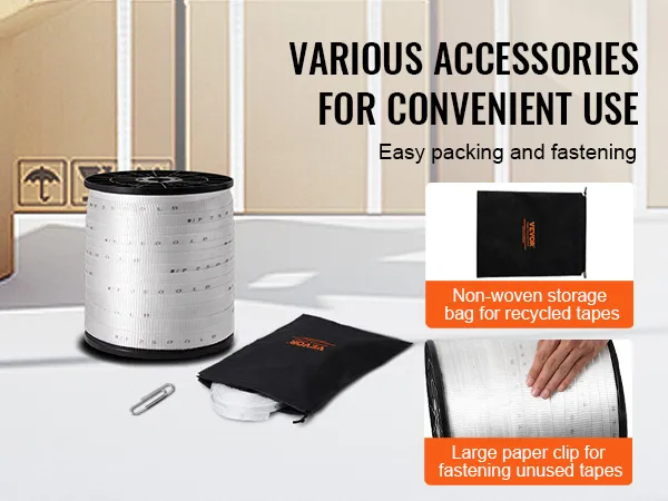 VEVOR pull tape with non-woven storage bag and large paper clip for easy packing and fastening.