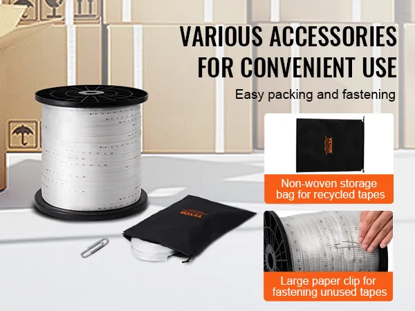 VEVOR polyester pull tape with storage bag and paper clip for easy packing and fastening.