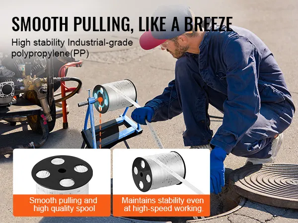 construction worker using VEVOR polyester pull tape with industrial-grade polypropylene spool.