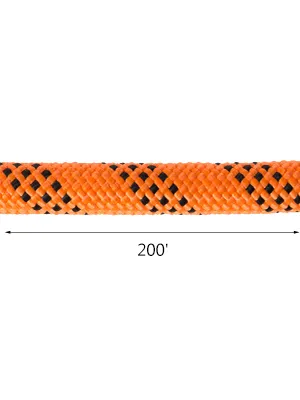 orange and black 200' VEVOR double braid polyester rope.