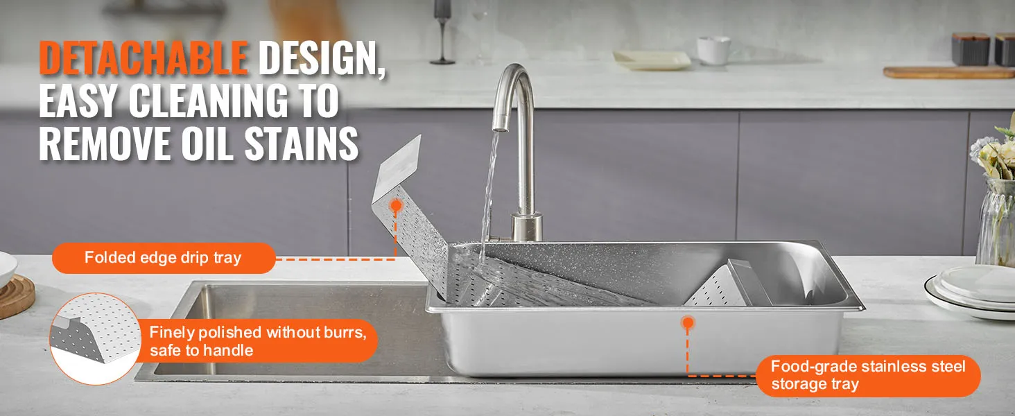 VEVOR french fry warmer features detachable design, stainless steel tray, and easy cleaning for oil stains.