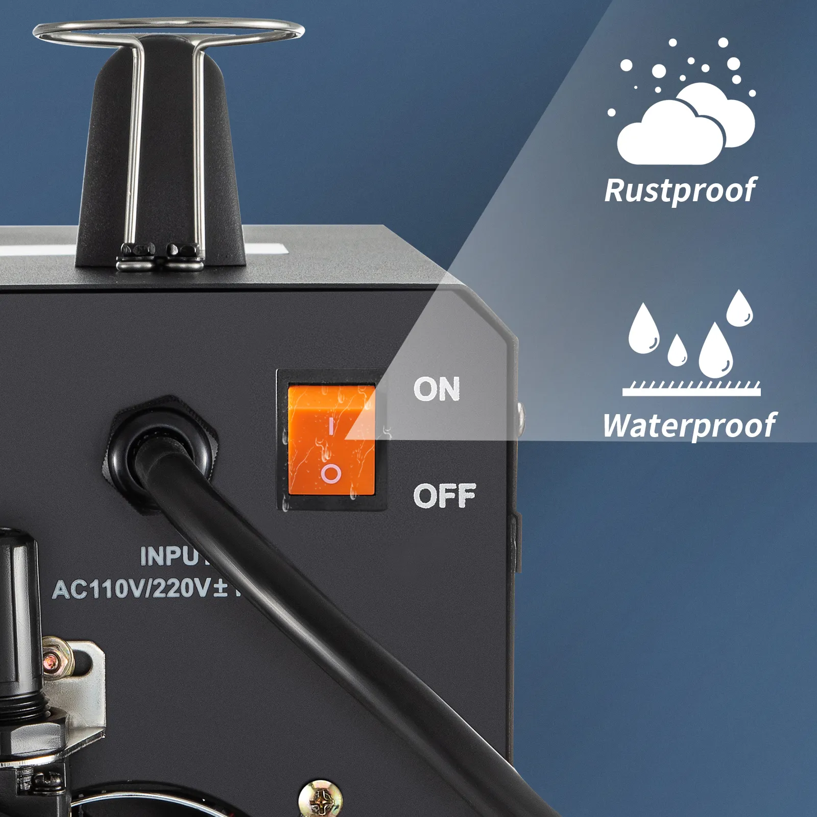 Cortador de plasma VEVOR resistente al agua y al óxido con un interruptor de encendido/apagado fácil y entrada de voltaje dual.