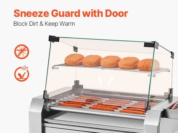 Gonipol Hot Dog Roller 7 Rollers Hot Dog Grill Removable Oil Drip Tray 1200w Stainless Sausage Cooker Machine Double Temp Control Children Adults Best Servic
