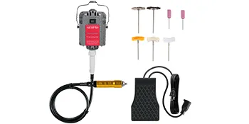 Amoladora de eje flexible VEVOR con accesorios y controlador de pedal.