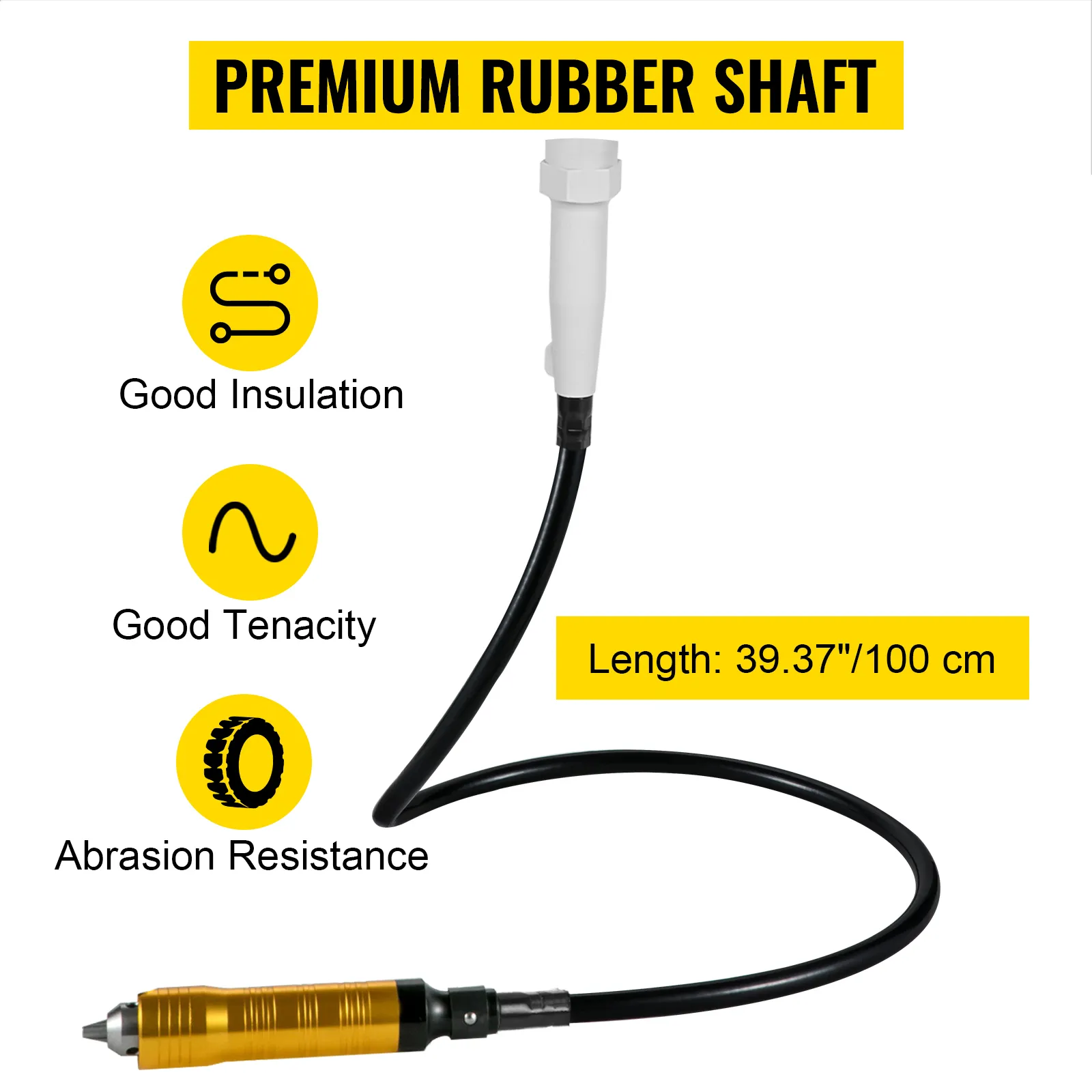 Amoladora de eje flexible VEVOR con eje de goma de primera calidad, 39,37"/100 cm, buen aislamiento