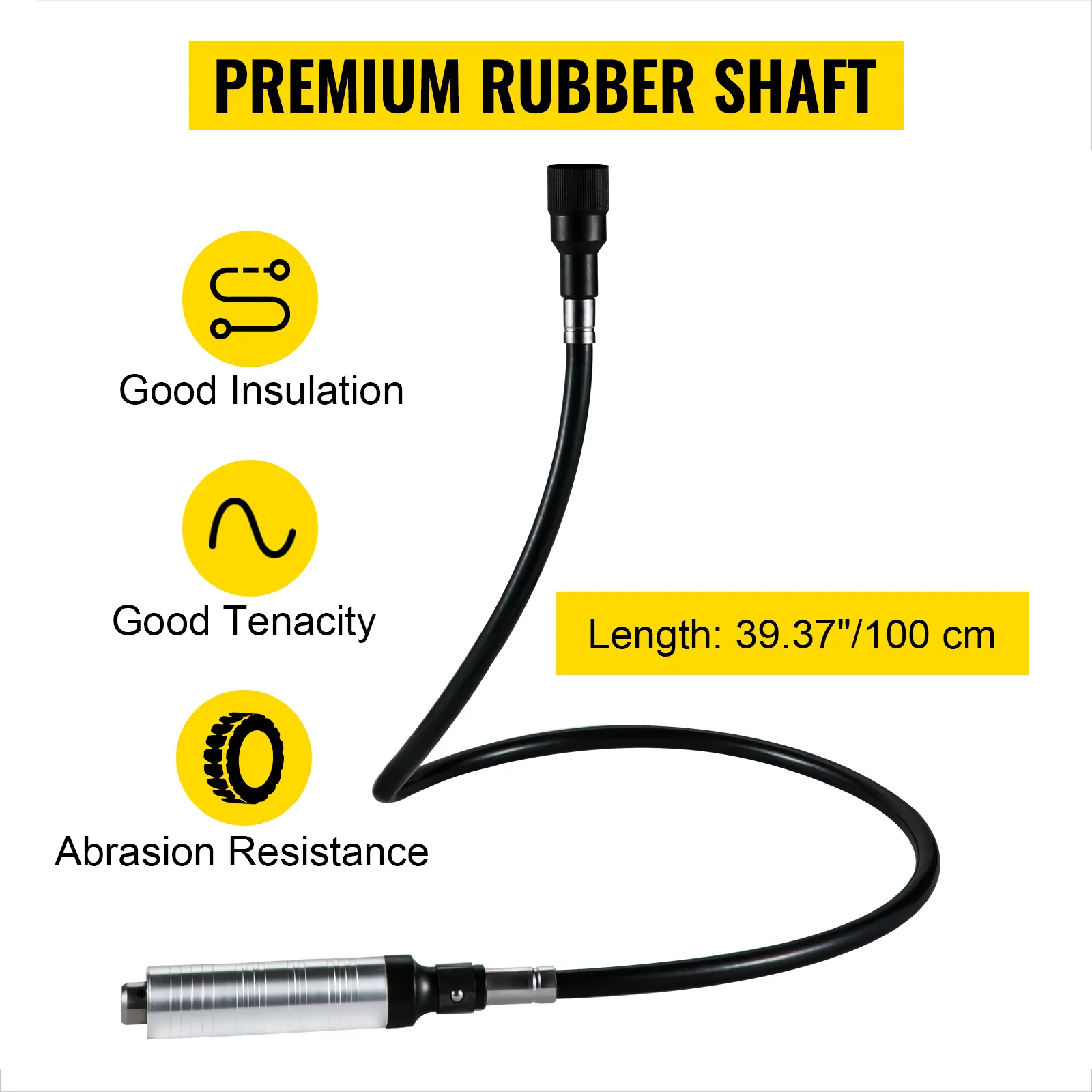 Amoladora de eje flexible VEVOR con eje de goma de primera calidad, longitud de 100 cm, buen aislamiento, tenacidad y resistencia a la abrasión.