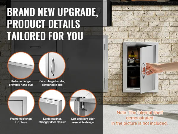 VEVOR Grill-Zugangstür mit verstärktem Rahmen, großem Griff und starkem Magnetverschluss.