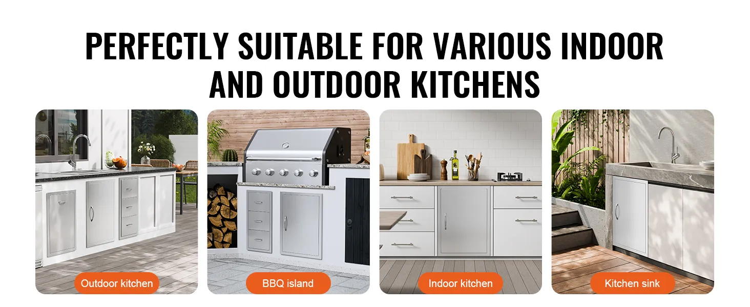 Drzwiczki dostępowe do grilla VEVOR przeznaczone do kuchni wewnętrznych, kuchni zewnętrznych, wysp grillowych i zlewów kuchennych.