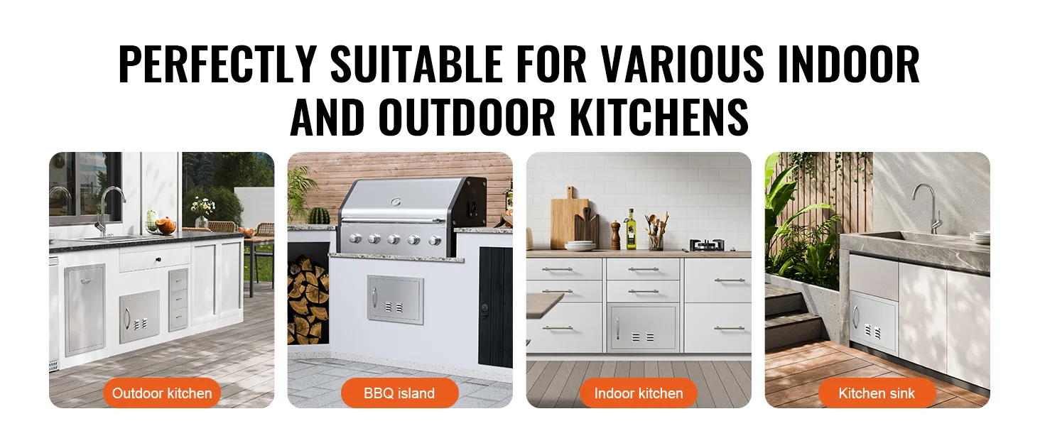 La porta di accesso per barbecue VEVOR è esposta in cucine esterne, isole per barbecue, cucine interne e lavelli da cucina.