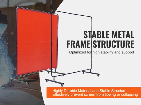 VEVOR welding screen with stable metal frame structure, providing high stability and support for safety.