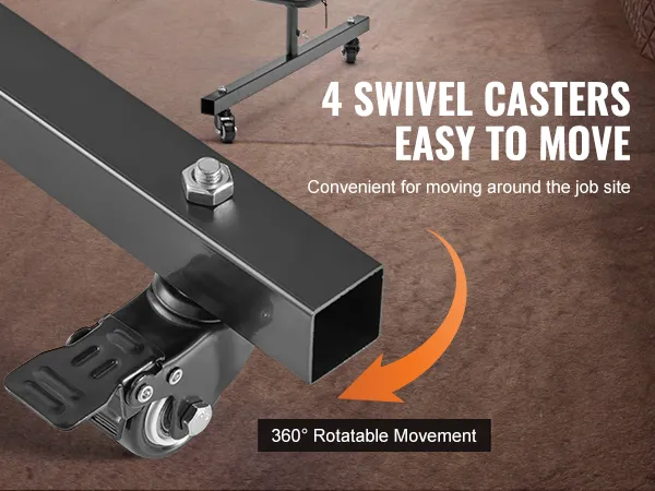 4 swivel casters on a VEVOR welding screen, offering 360° rotatable movement, easy to move on job sites.