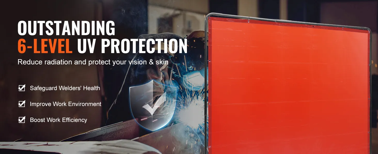 VEVOR welding screen with 6-level uv protection, enhancing welder safety, work environment, and efficiency.