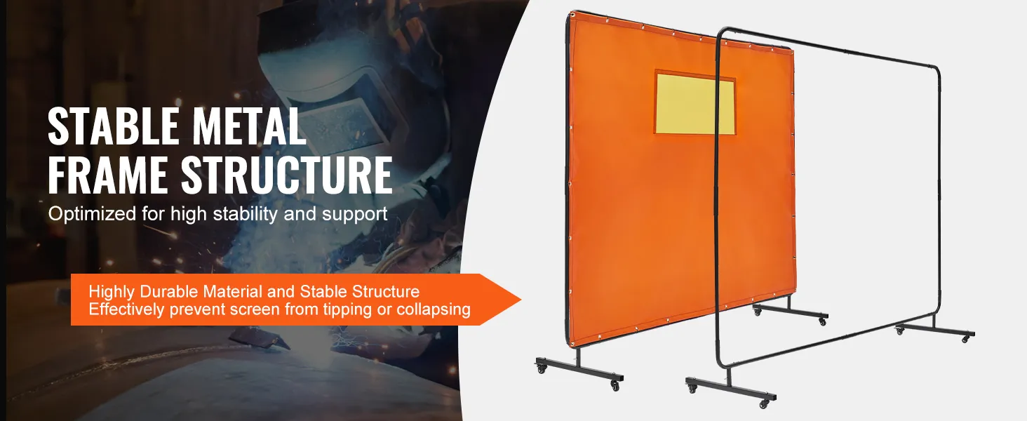 VEVOR welding screen with stable metal frame and high durability, providing tip-over prevention.