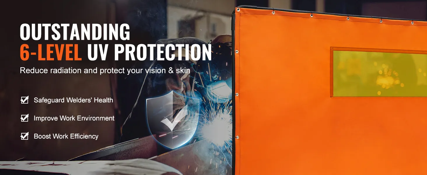 outstanding 6-level uv protection with VEVOR welding screen. safeguards welders, improves work environment.