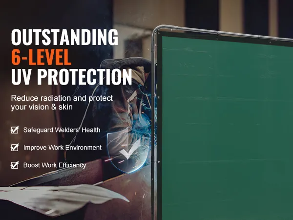welders using the VEVOR welding screen showcasing 6-level uv protection for safer work environment.