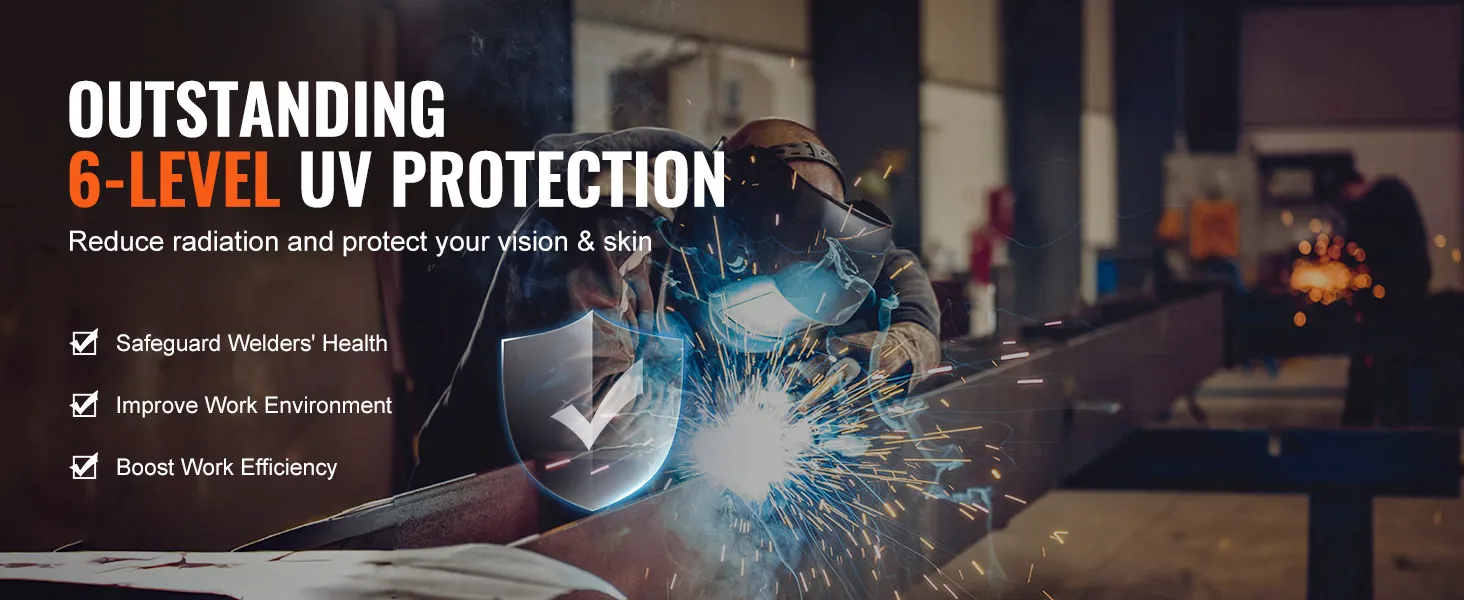 welders using the VEVOR welding screen showcasing 6-level uv protection for safer work environment.