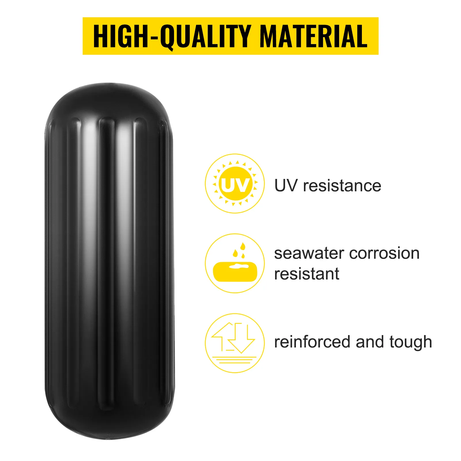 high-quality VEVOR boat fenders with uv, seawater corrosion resistance, and tough reinforcement.