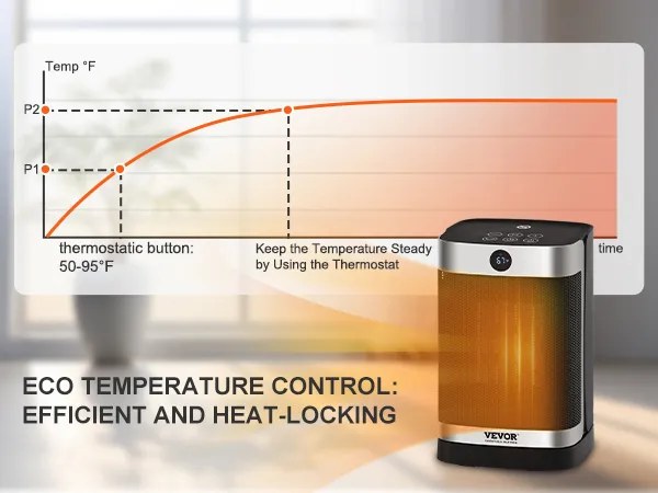 VEVOR electric space heater with eco temperature control and thermostat for efficient heating.