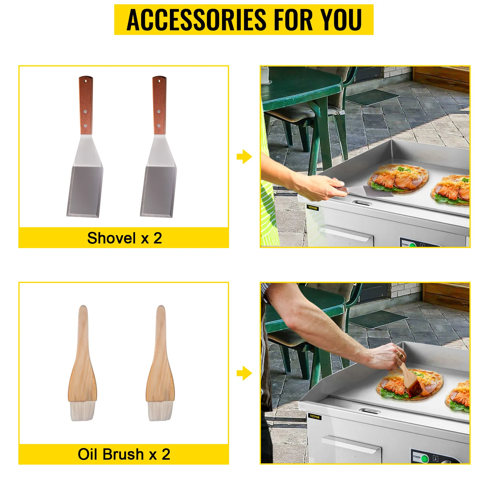 Accesorios para ti: dos palas y cepillos de aceite para la plancha eléctrica VEVOR.