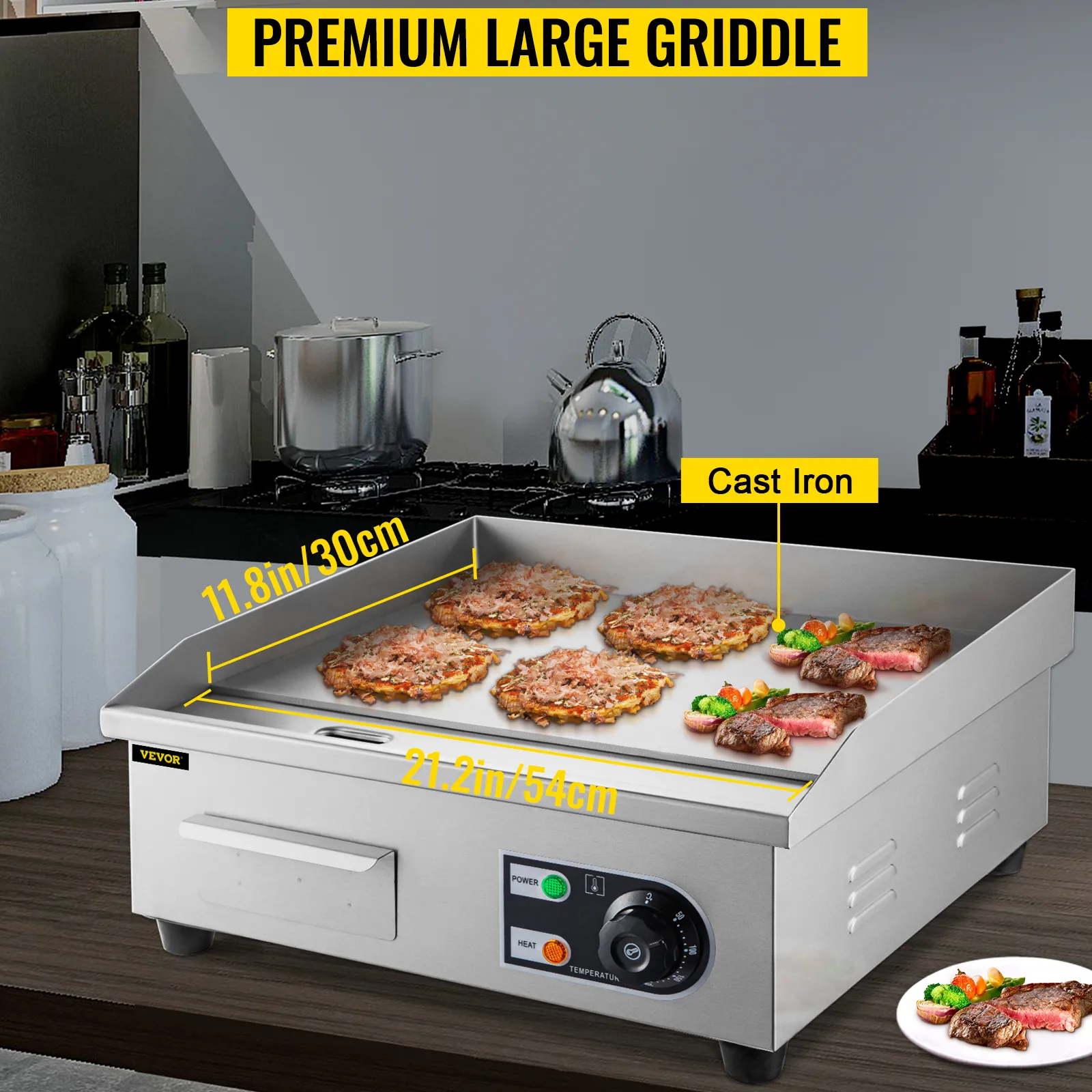 Flat Top Grill 22'' Commercial Electric Countertop Griddle