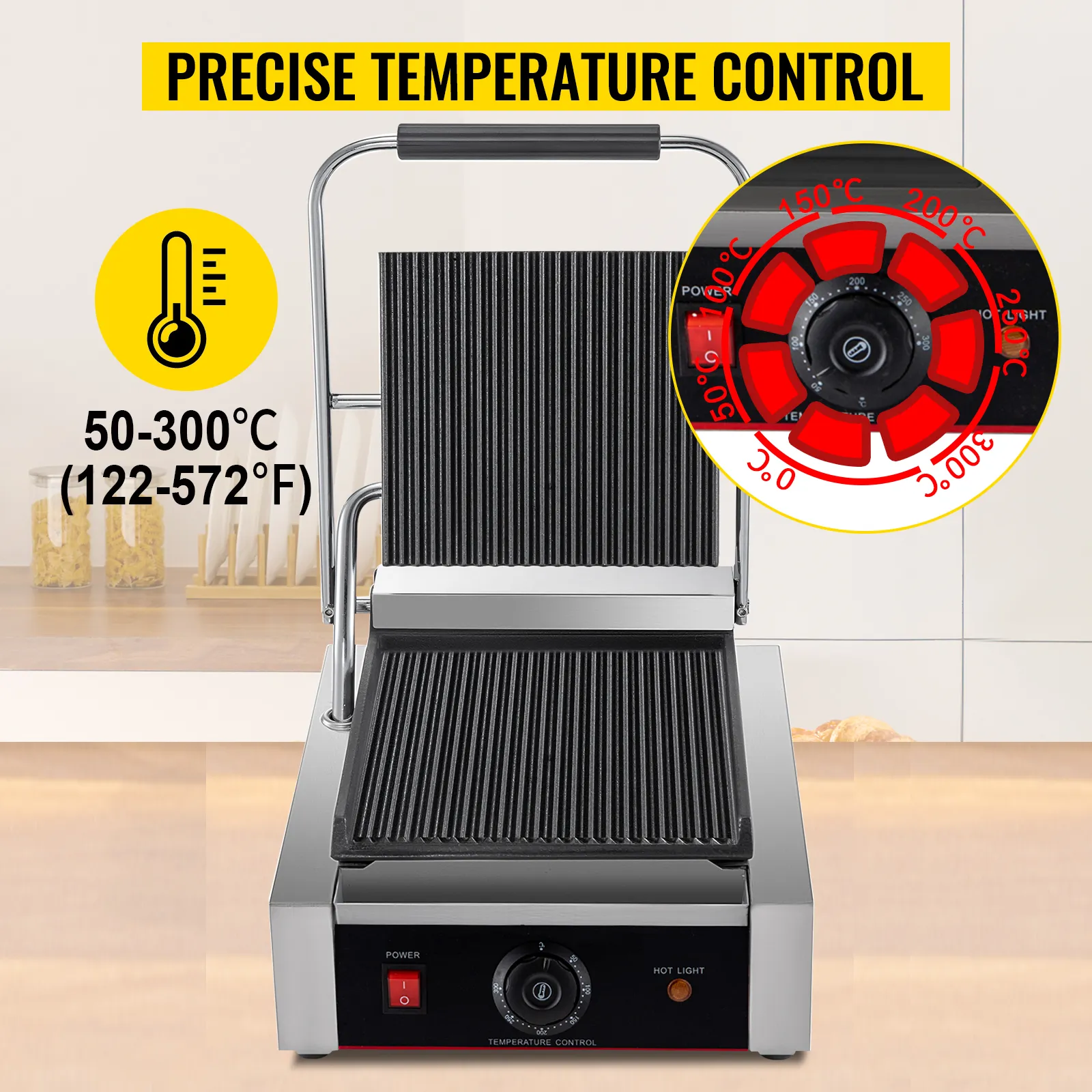 Prensa tostadora de pan VEVOR con control preciso de temperatura de 50-300 °c.