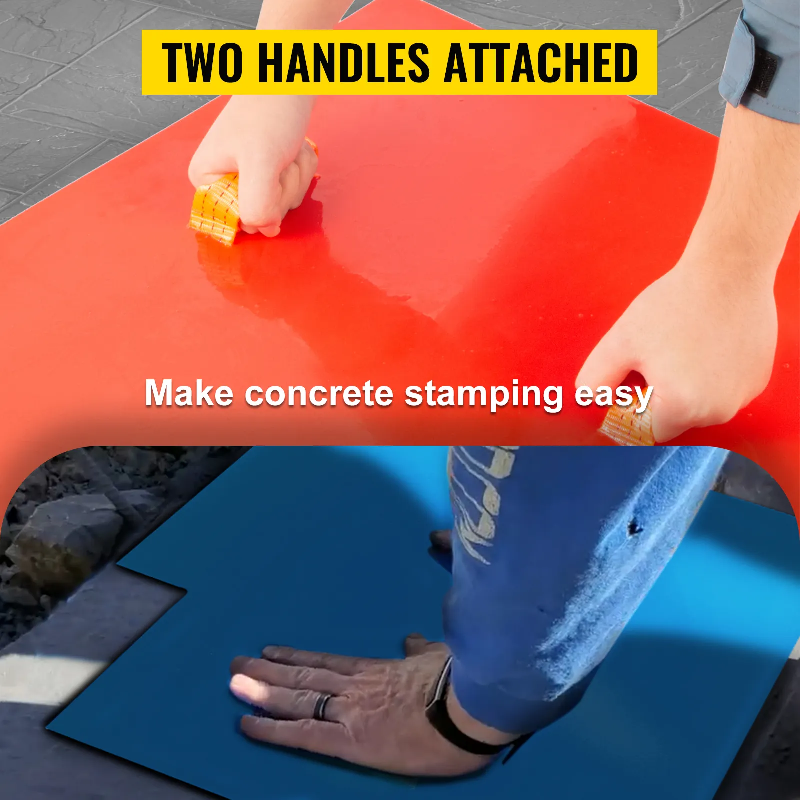 Zwei an den VEVOR-Betonstempeln befestigte Griffe erleichtern das Stempeln in Beton.
