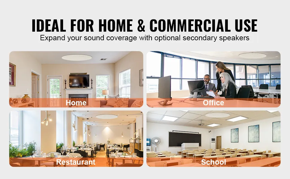 ideal for home, office, restaurant, and school, VEVOR ceiling speakers enhance sound coverage.