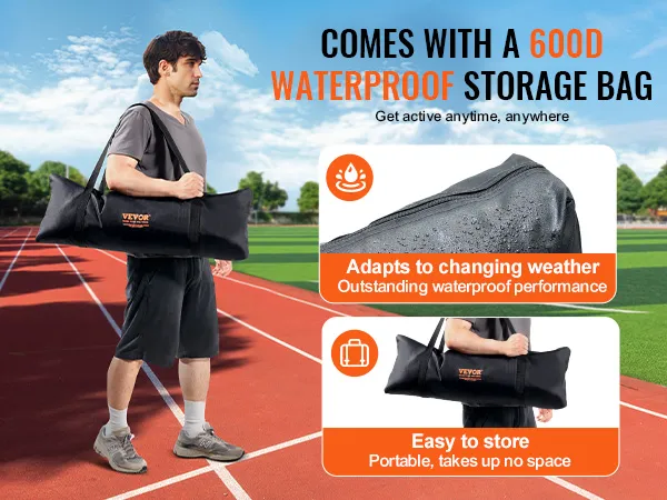 Het VEVOR-vangnet wordt geleverd met een waterdichte opbergzak van 600D, ideaal voor buitenactiviteiten.