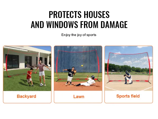 VEVOR-vangnet voor achtertuinen, gazons en sportvelden, ter bescherming van huizen en ramen.