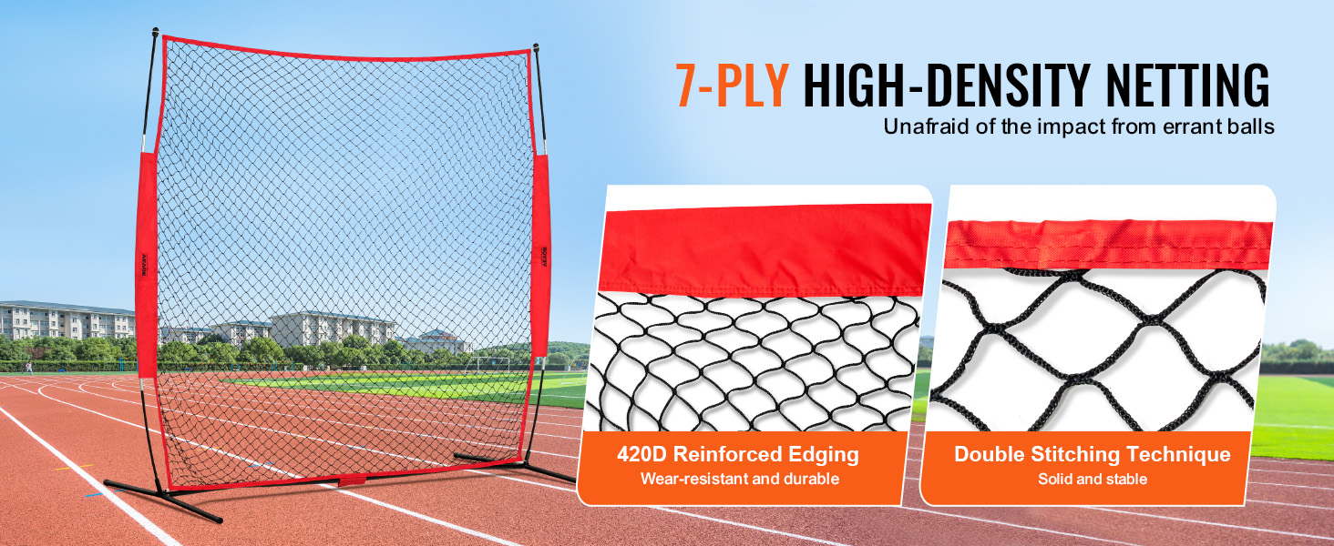VEVOR Barricade Backstop Net, 7x7 ft Ball Sports Barrier