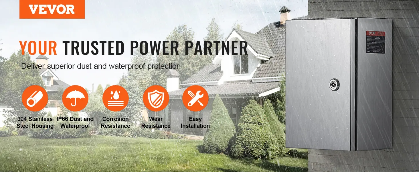 VEVOR nema 4x behuizing van roestvrij staal, 12"x8"x6", IP65 weerbestendig.