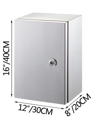 VEVOR nema 4x electrical enclosure, stainless steel, 16"x12"x8" with a secure lock.