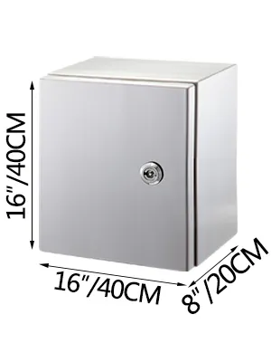 VEVOR nema 4x stainless steel enclosure with dimensions 16"x16"x8".
