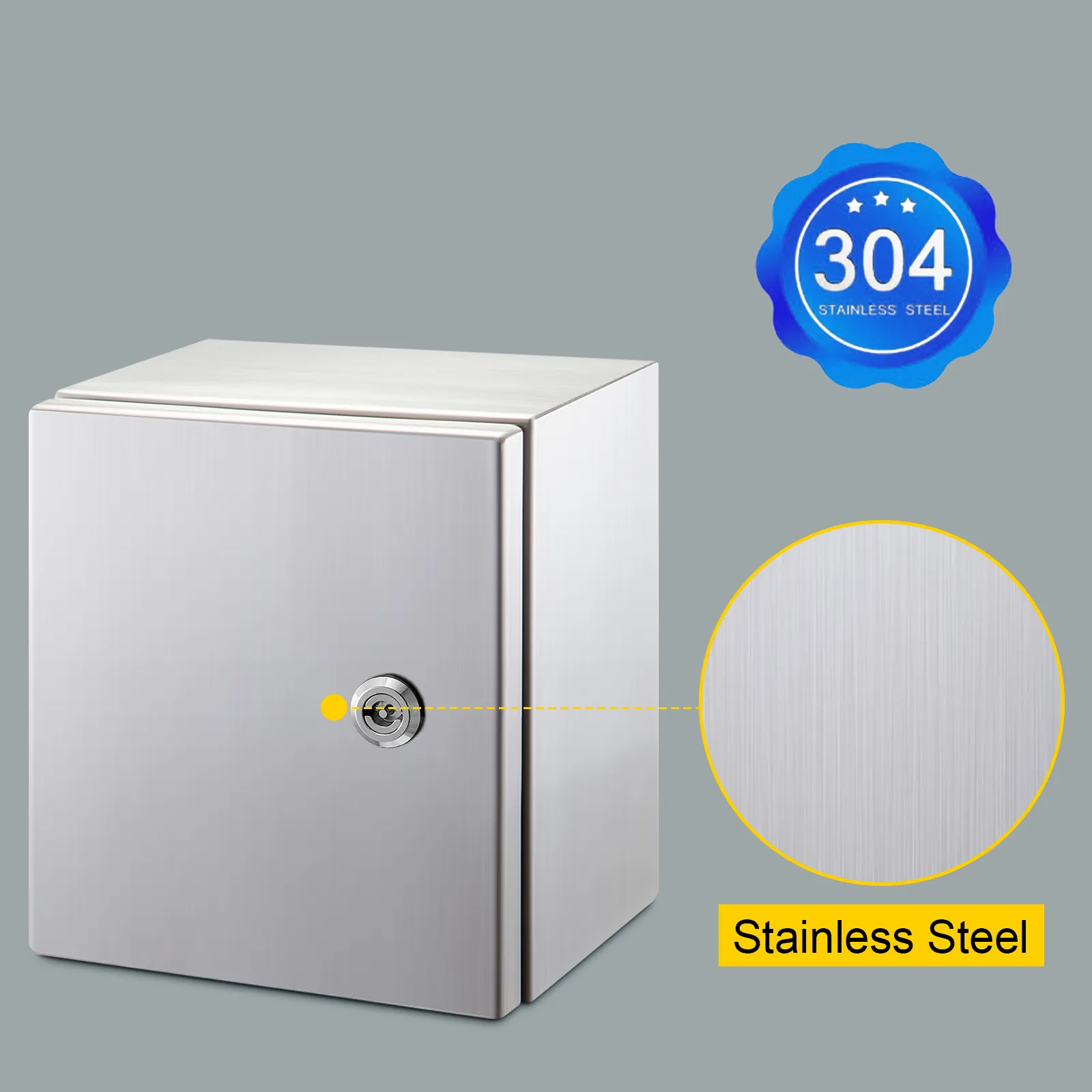 VEVOR nema 4x stainless steel enclosure, 304 stainless steel, secured with lock.