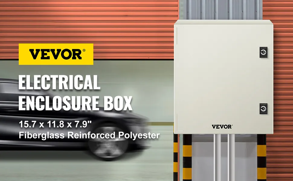 VEVOR nema steel enclosure for electrical components by a garage door.