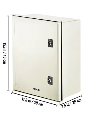 VEVOR nema steel enclosure with two locks, dimensions: 15.7"x11.8"x7.9".