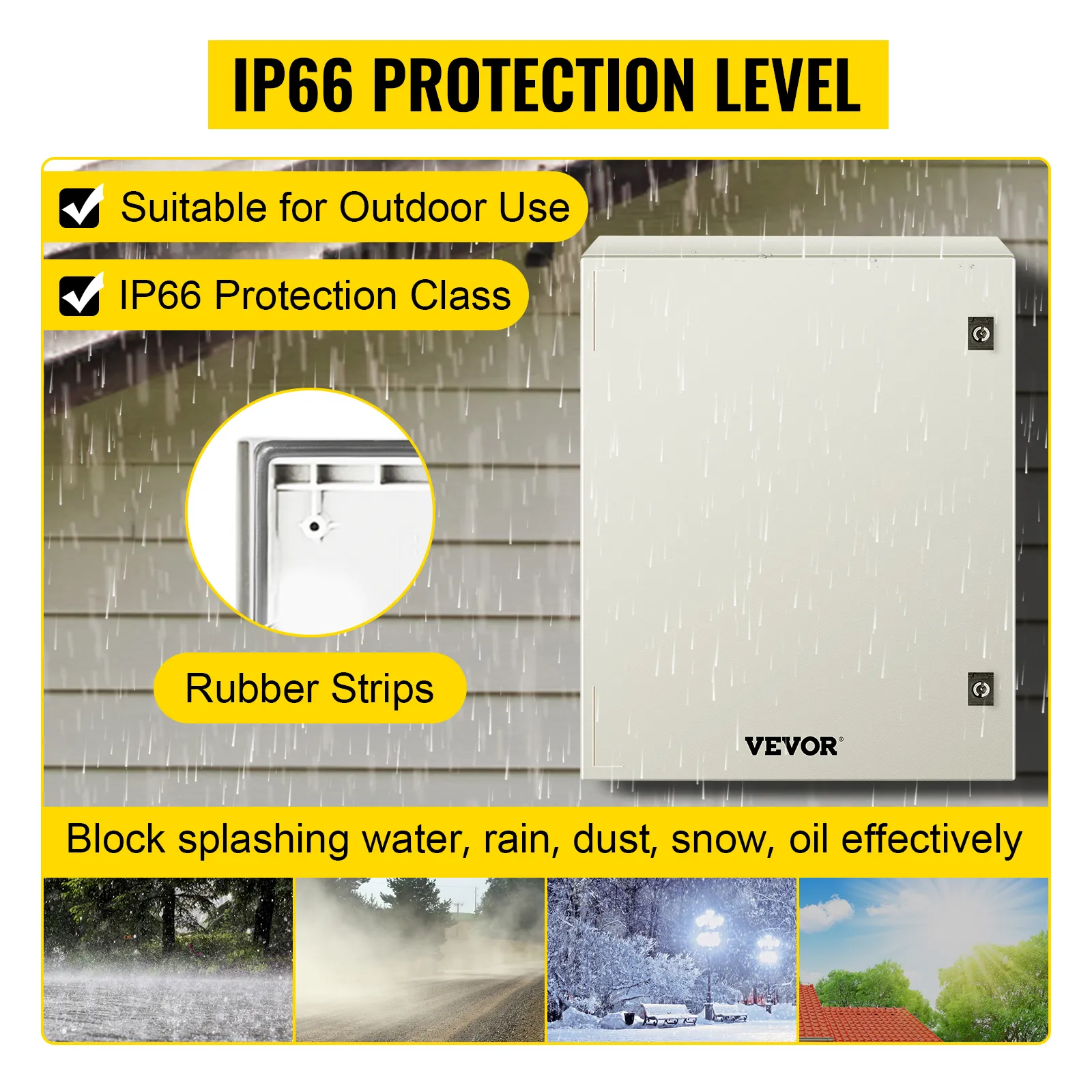 Quadro elettrico VEVOR nema 4x con protezione IP66, ideale per uso esterno.