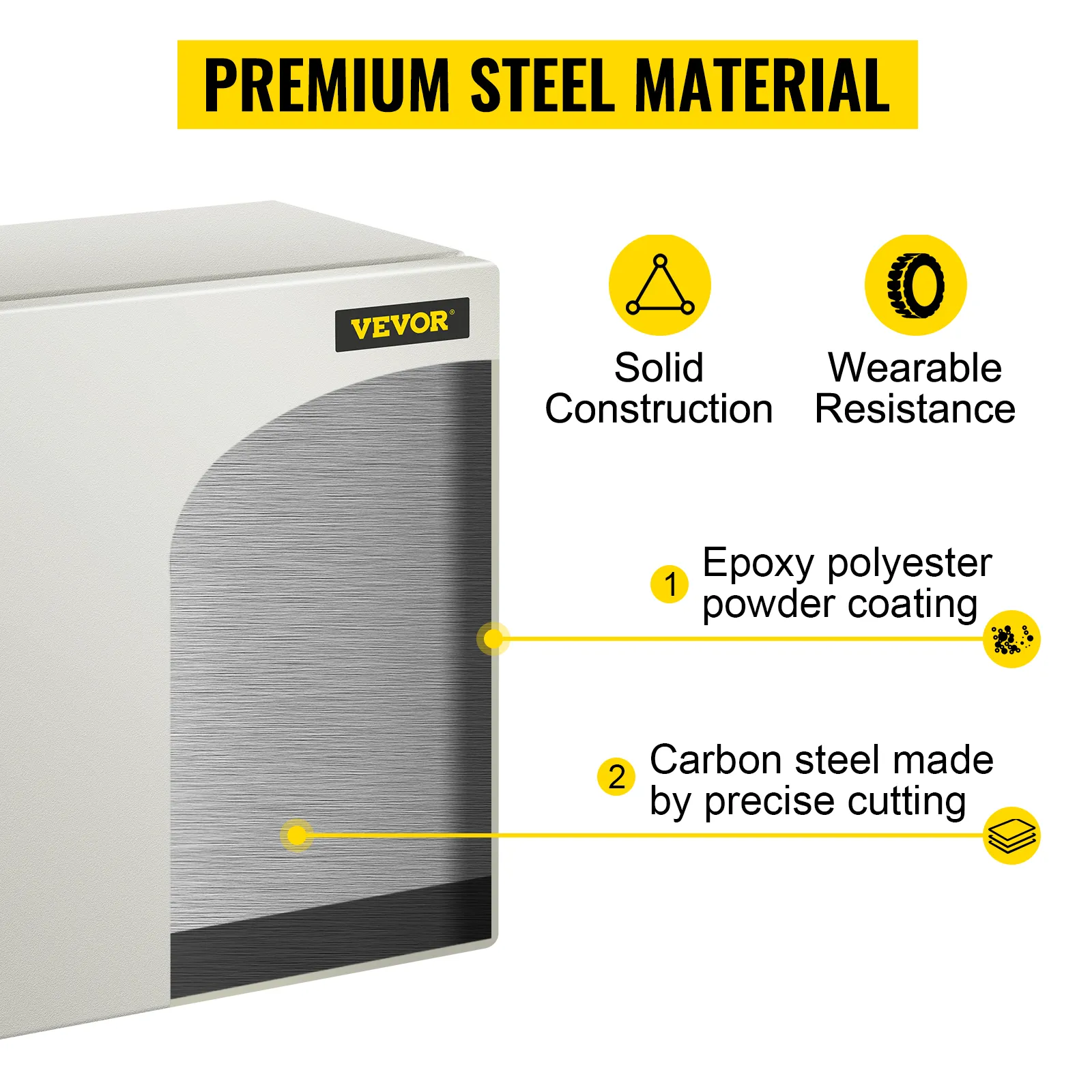 VEVOR nema 4x steel enclosure, solid construction, wearable resistance, powder coating.