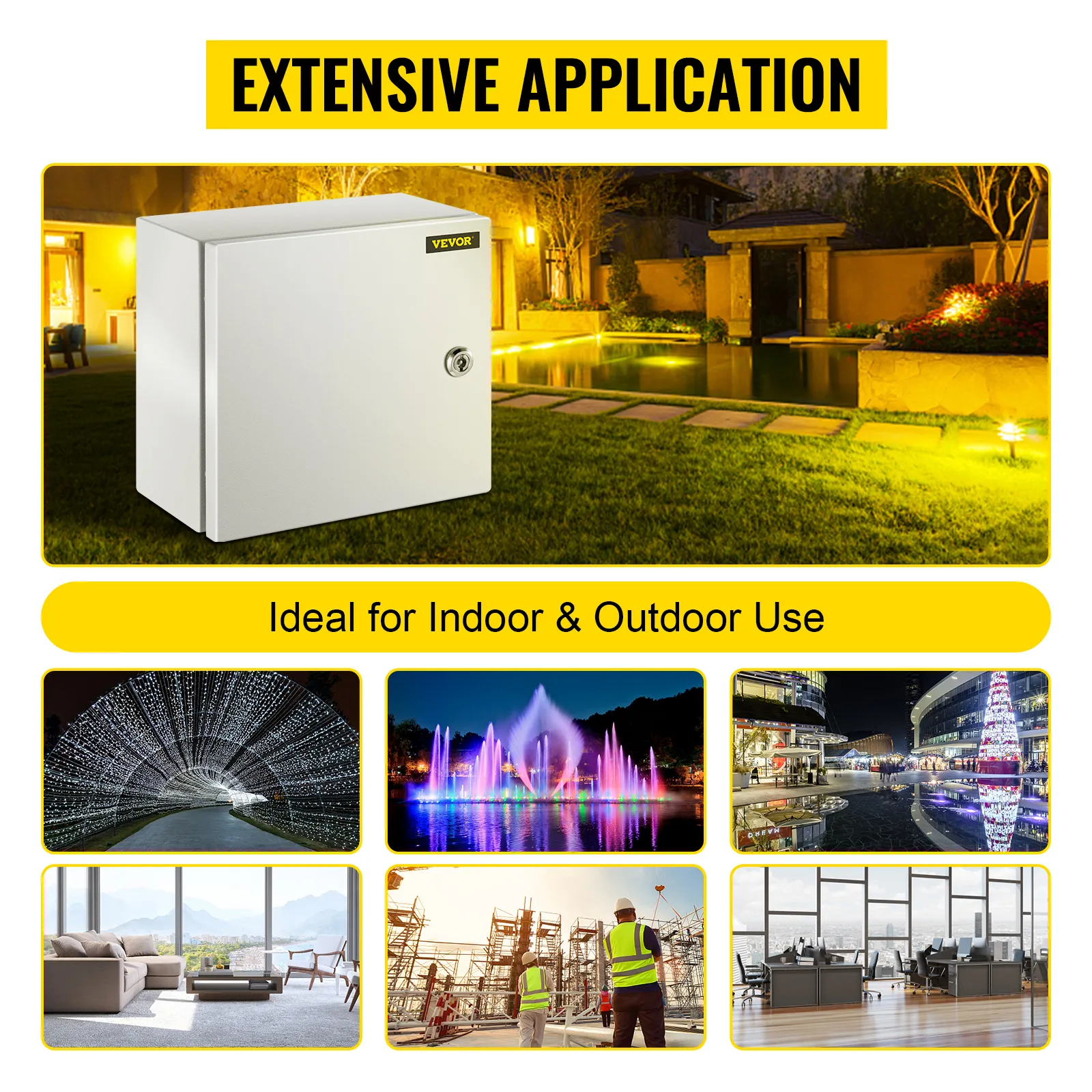 VEVOR nema 4x steel enclosure for versatile indoor and outdoor applications.