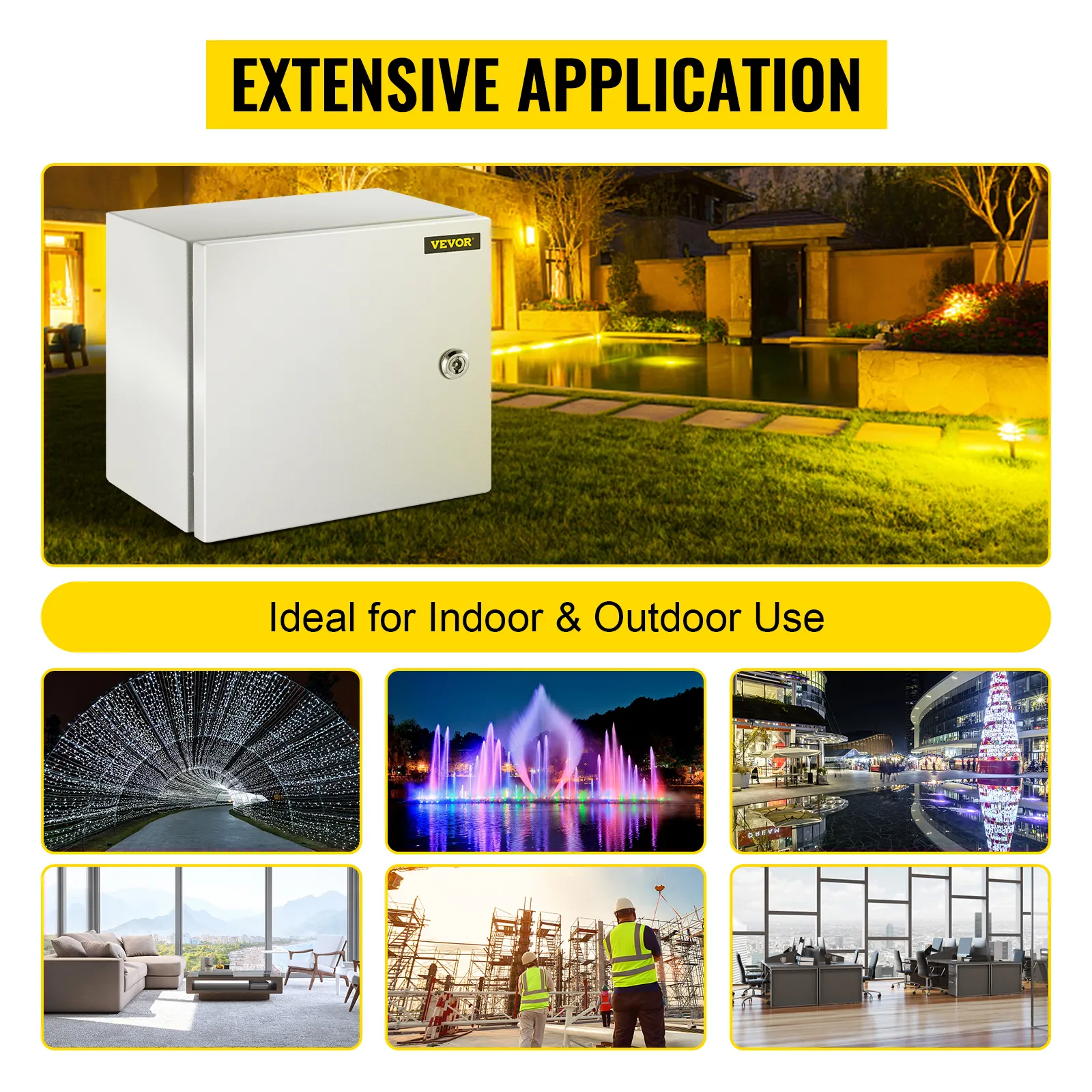 VEVOR nema steel enclosure for extensive indoor and outdoor applications.