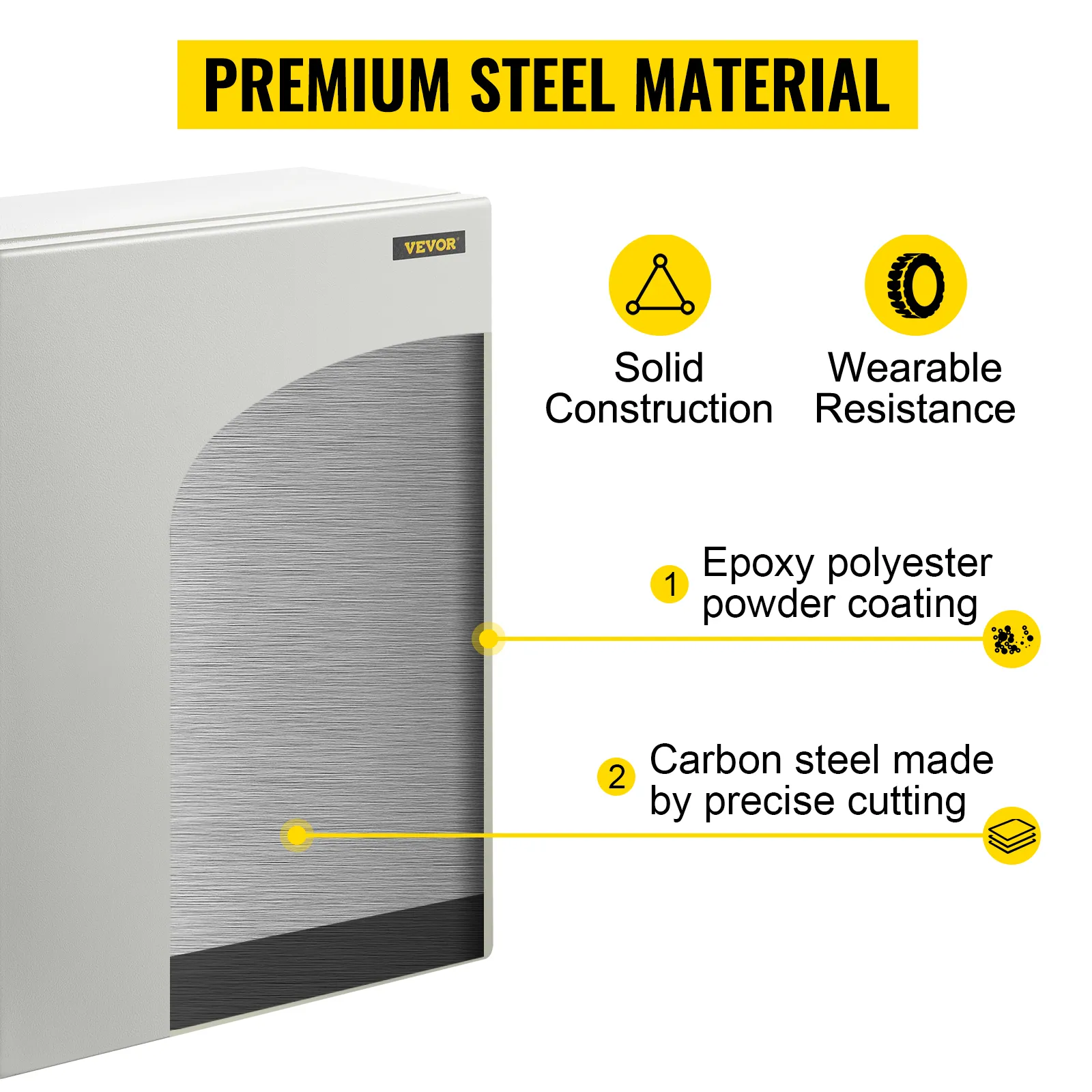 VEVOR electrical enclosure box, premium steel, solid construction, epoxy coating.