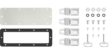 Componentes de montaje y bloqueo de caja eléctrica de acero VEVOR nema 4x con tornillos y pernos.