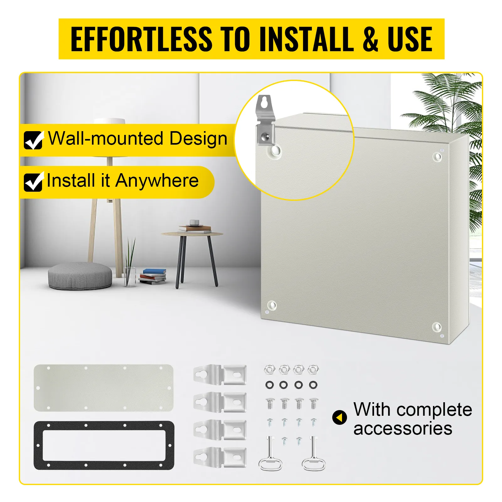 Contenitore in acciaio VEVOR con accessori, montaggio a parete, facile da installare ovunque.